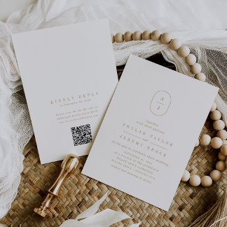 SHYLAH QR Code Minimalistisch Goud Elegante Huweli Kaart