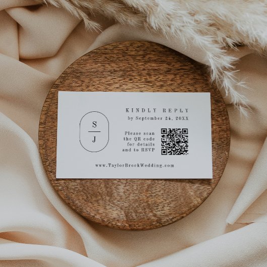 SHYLAH QR Code Monogramme Élégant Mariage Cartes R