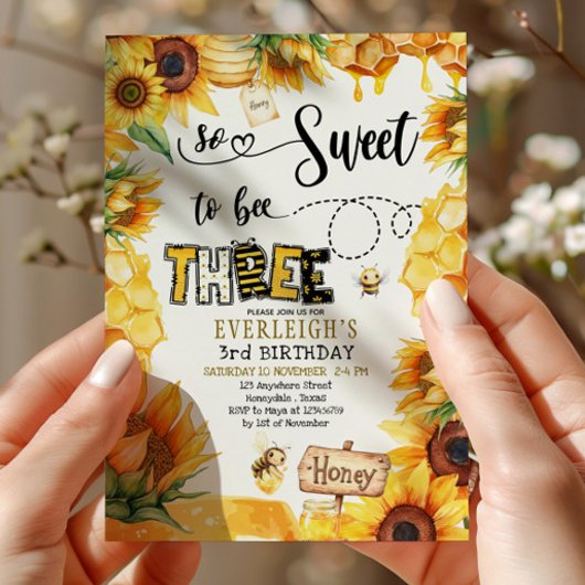 Si doux d'être trois Invitation d'anniversaire 3 a