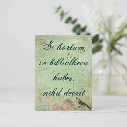 Si hortum in bibliotheca habes, nihil deerit briefkaart (Staand voorkant)