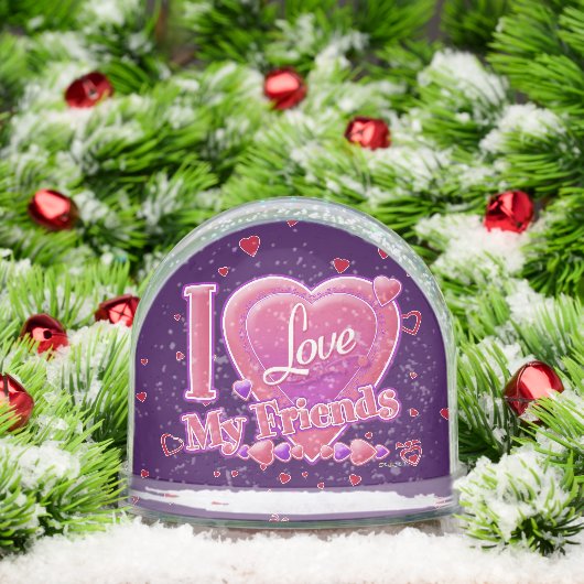 Si Love My Friends roze/paarse - hart Sneeuwbol (Kerstmis)