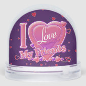 Si Love My Friends roze/paarse - hart Sneeuwbol (Achterkant)