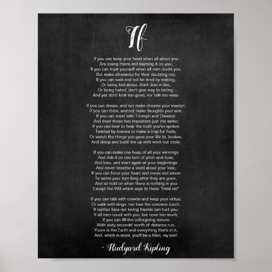Si Poème de Rudyard Kipling Poster noir et blanc (Devant)