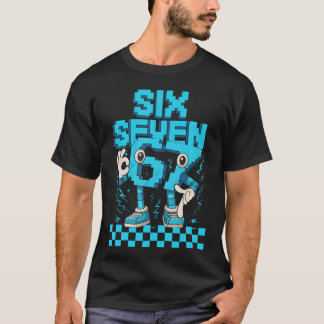 Si Seven 67 Piel Kunst Grappig Nummer Meme Gaming T-shirt