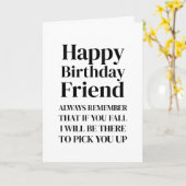 Si vous tombez blanc drôle Bonne carte d'ami d'ann (Fleur jaune)