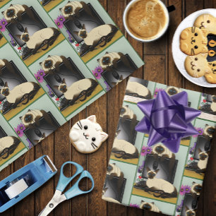 Siamees Computer Bureaustoel Katten Grappige Schel Cadeaupapier