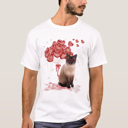 Siamees Hart Valentijnse T-shirt (Voorkant)