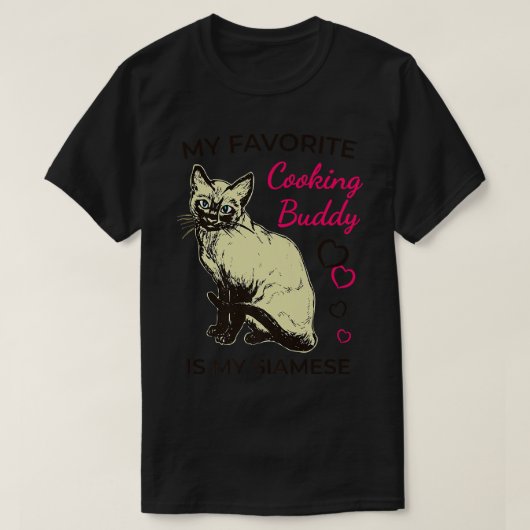 Siamees kat en koken t-shirt (Design voorkant)
