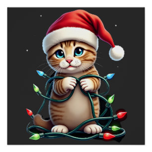 Siamees Kat Kerstmis V-Neck (3) Perfect Poster