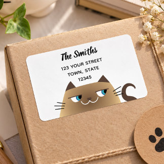 Siamees Kat Schattig Retouradres Etiket