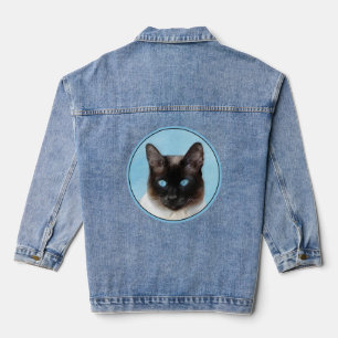 Siamees Kat Schilderij Originele Dier Kunst Denim Jacket