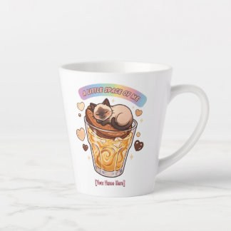 Siamees Kat Slapend op Koffieglas Esthetiek Latte Mok