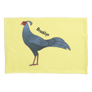 Siamees vuurstaartfazant vogel cartoon illustratie kussensloop
