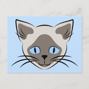 Siamese Blue Eyed Cat Face Graphic Art Briefkaart