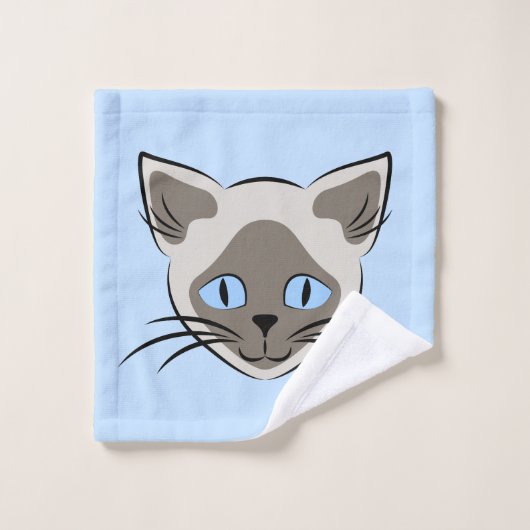 Siamese Blue Eyed Cat Faces Graphic Art Pattern Bad Handdoek (Wasdoekje)