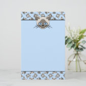Siamese Blue Eyed Cat Faces Graphic Art Pattern Briefpapier (Staand voorkant)