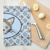 Siamese Blue Eyed Cat Faces Graphic Art Pattern Theedoek (Quarter Fold)