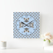 Siamese Blue Eyed Cat Faces Graphic Art Pattern Vierkante Klok (Huis)
