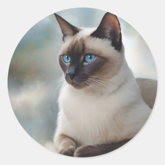 Siamese Cat 749 Digitale kunst Ronde Sticker