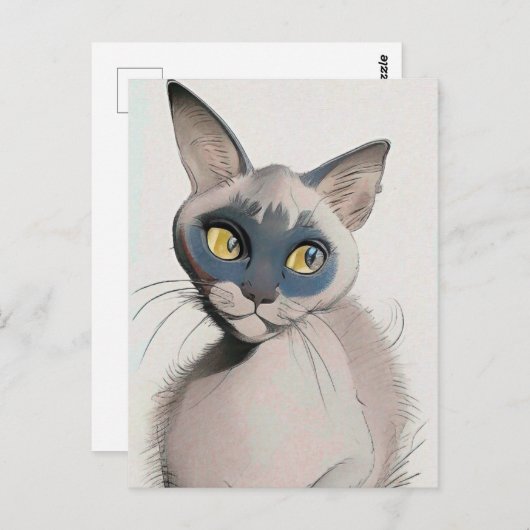 Siamese Cat Art-kaart Briefkaart (Voorkant / Achterkant)