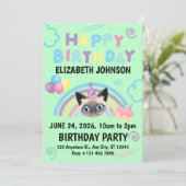 Siamese Cat Birthday Invitation in Green (Debout devant)