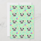 Siamese Cat Birthday Invitation in Green (Dos)