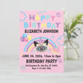 Siamese Cat Birthday Invitation in Pink (Debout devant)