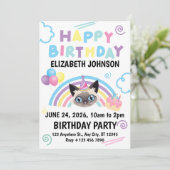 Siamese Cat Birthday Invitation in White (Debout devant)
