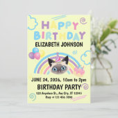 Siamese Cat Birthday Invitation in Yellow (Debout devant)