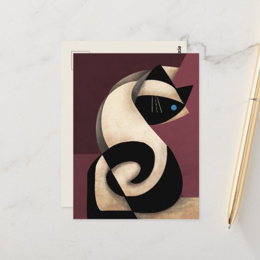 Siamese Cat Briefkaart (Voorkant / Achterkant in situ)