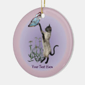 Siamese Cat Butterfly Daisies Personalized Ormenes Keramisch Ornament (Links)