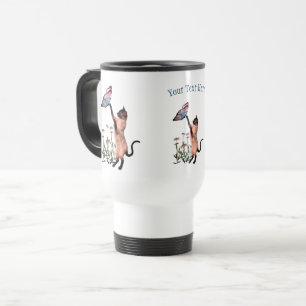 Siamese Cat Butterfly Daisy Personalized Reisbeker