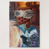 Siamese cat by Fireplace, wolf Mural Legpuzzel (Verticaal)
