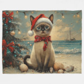 Siamese Cat Christmas Beach Fleece Deken (Voorkant (Horizontaal))