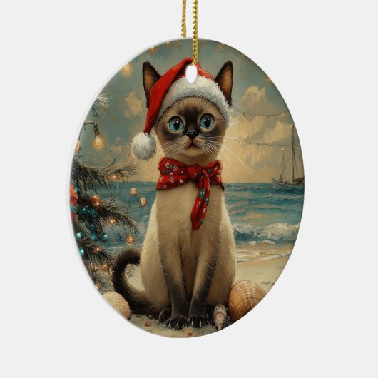 Siamese Cat Christmas Beach Keramisch Ornament (Rechts)