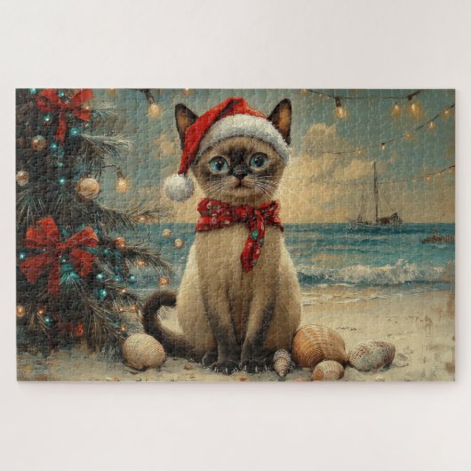 Siamese Cat Christmas  Beach Legpuzzel (Horizontaal)