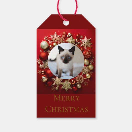 Siamese cat christmas cadeaulabel (Voorkant)