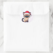 Siamese cat christmas ronde sticker (Tas)