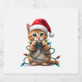 Siamese Cat Christmas V-Neck (1) Sparkling Wijnetiket (Enkel label)