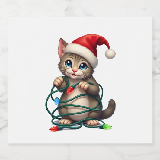 Siamese Cat Christmas V-Neck (2) Sparkling Wijnetiket (Enkel label)