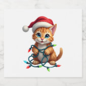 Siamese Cat Christmas V-Neck (3) Sparkling Wijnetiket (Enkel label)