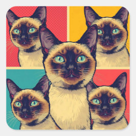 Siamese cat christmas vierkante sticker
