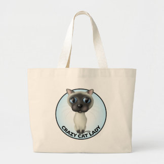 Siamese Cat - Crazy Cat Lady Grote Tote Bag