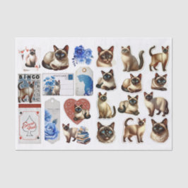Siamese Cat Fussy Cuts with Coordinating Ephemera Tissuepapier