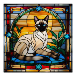 Siamese Cat Glas in lood Perfect Poster