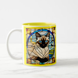 Siamese Cat Glas in lood Tweekleurige Koffiemok
