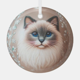 Siamese Cat Glass Ornament