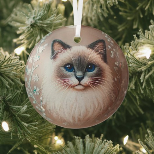 Siamese Cat Glass Ornament (Insitu)
