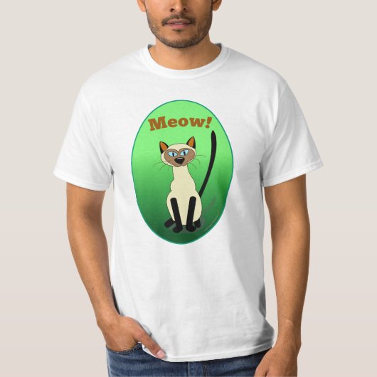 Siamese Cat Green Shirt (Voorkant)