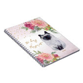Siamese Cat Illustration Fleurs Girl Daily Journal (Côté Droit)
